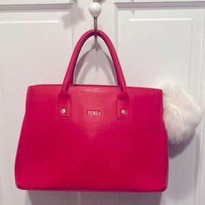 Authentic Furla leather red bag with free for keychain, mint condition